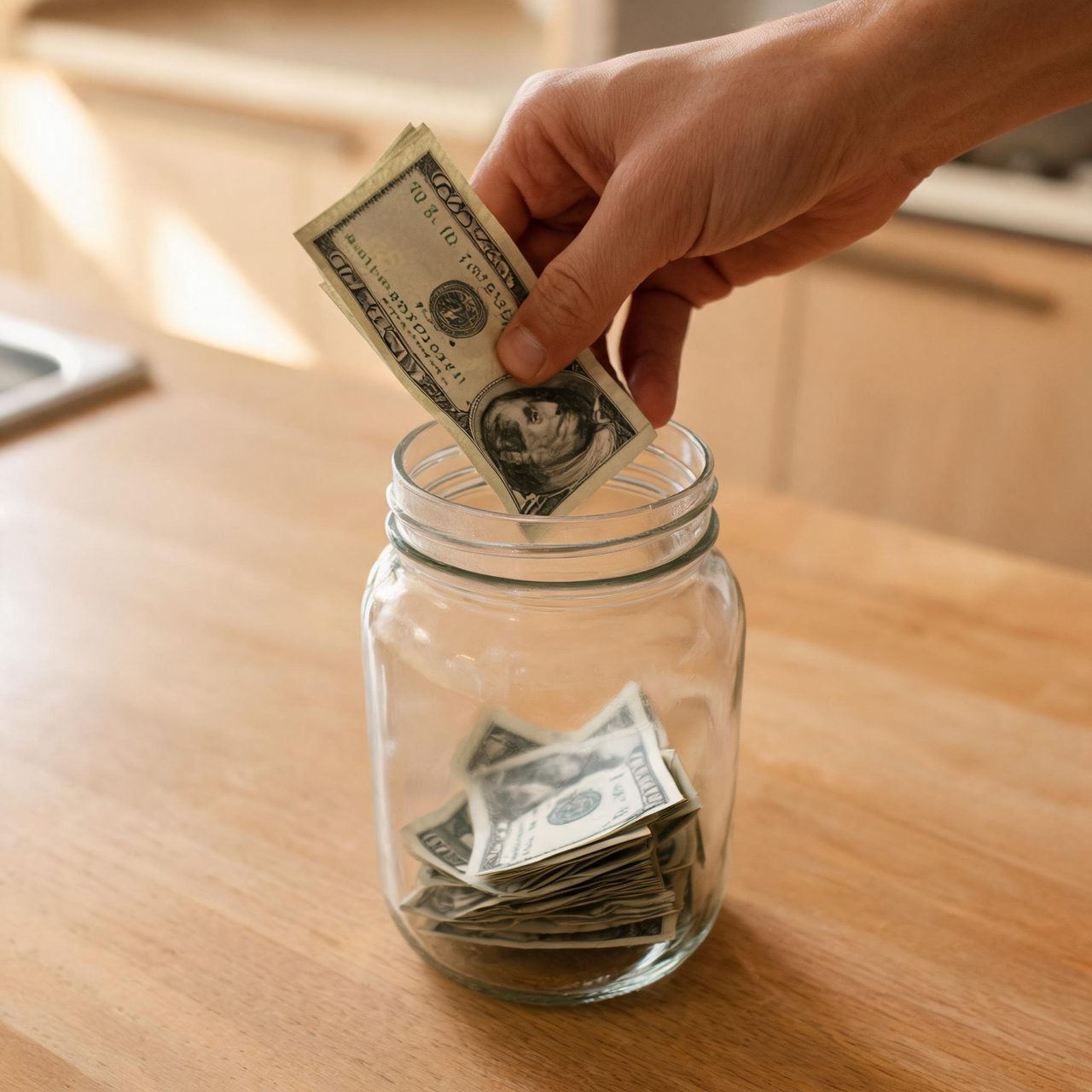 Travel savings jar with destination photo